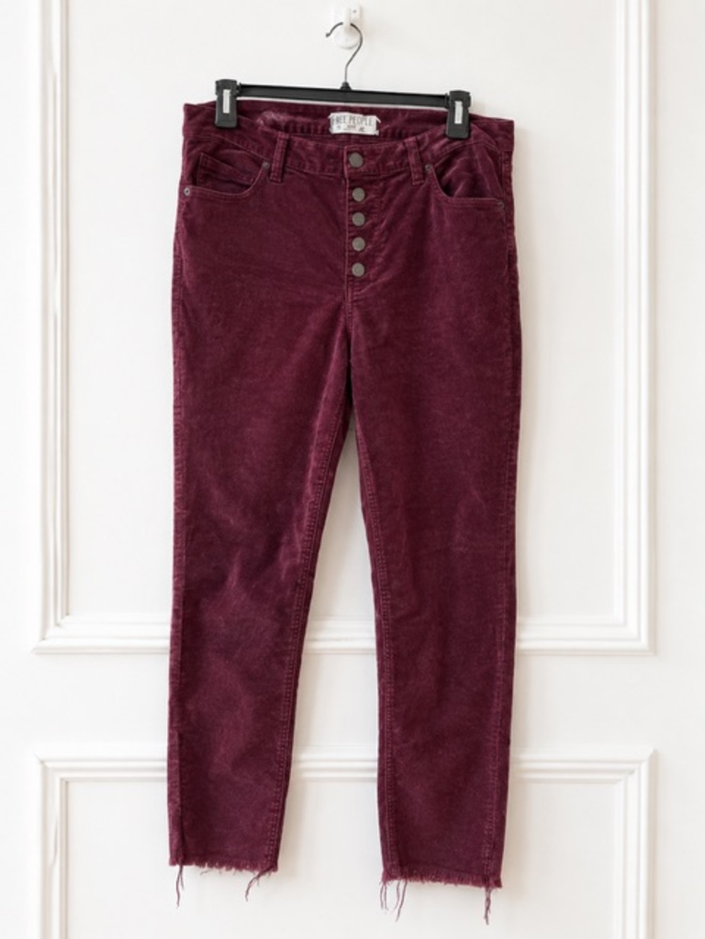Free People Burgundy Corduroy Button-Front Pants